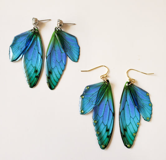 Aqua Fairy Wing Earrings