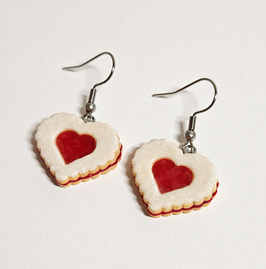 Heart Linzer Cookie Earrings