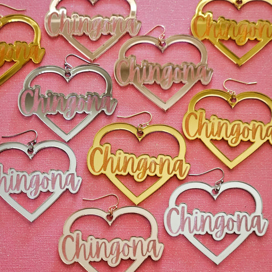 Chingona Heart Earrings
