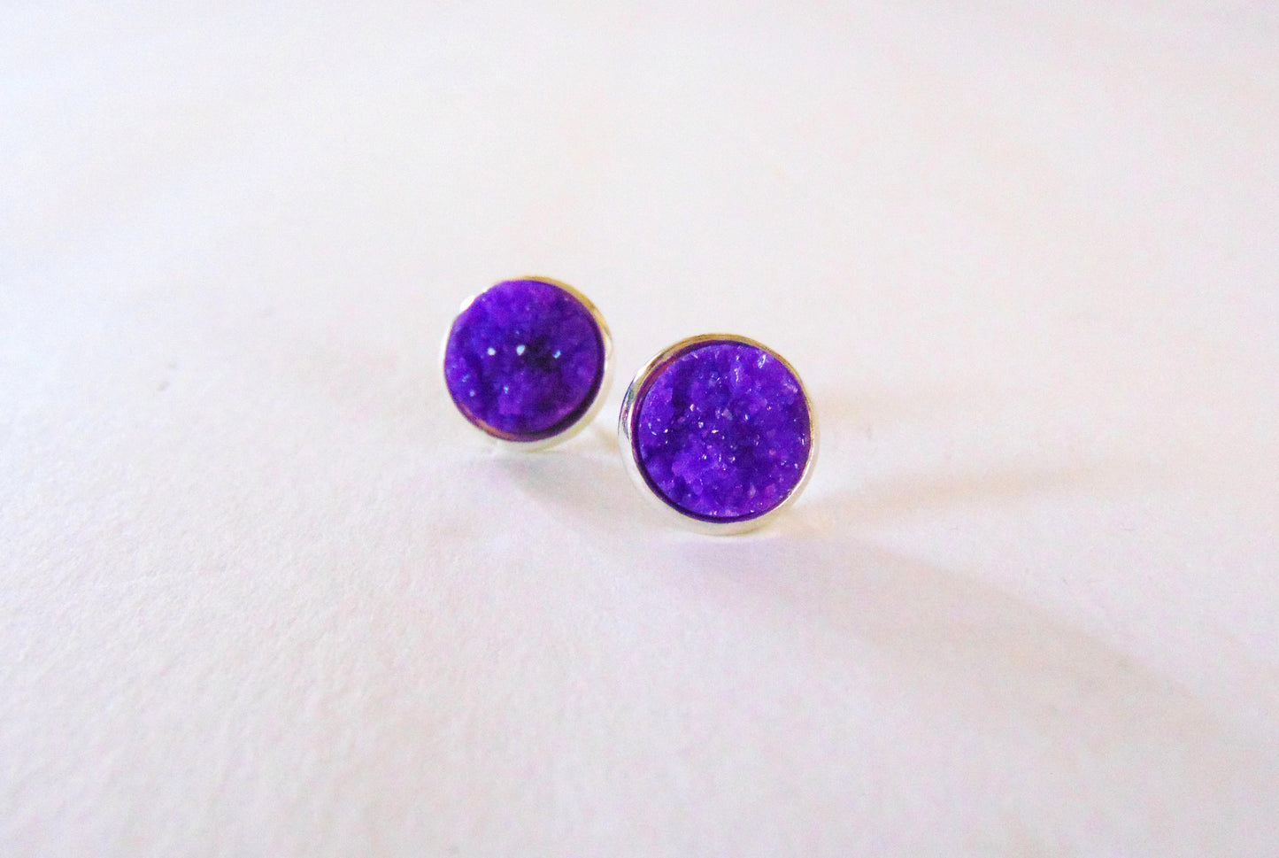 Faux druzy earrings -purple