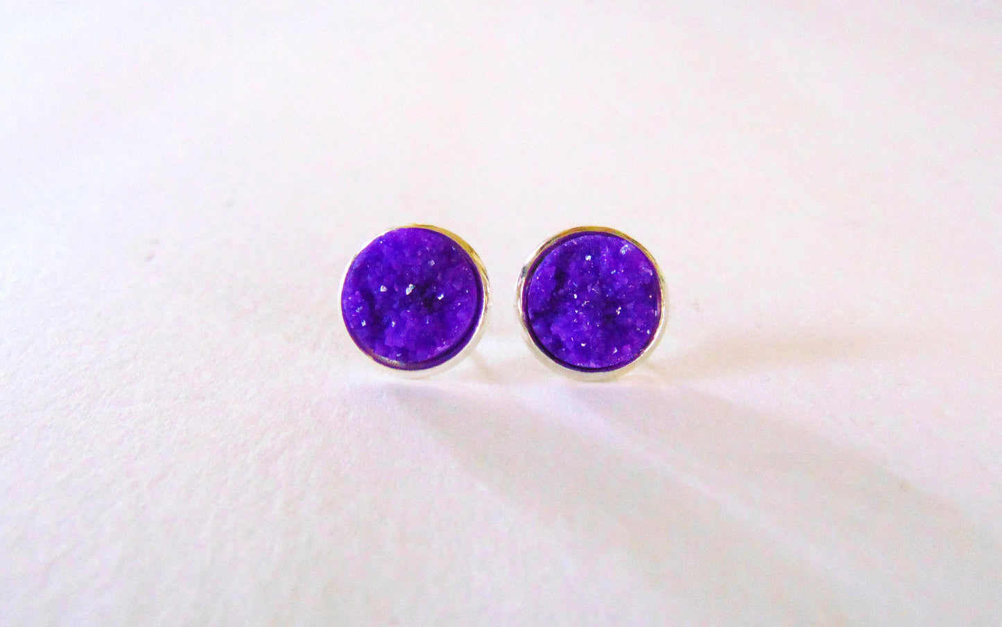 Faux druzy earrings -purple