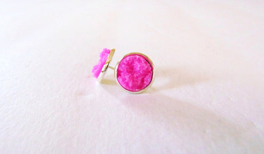 faux druzy earrings- bubblegum pink
