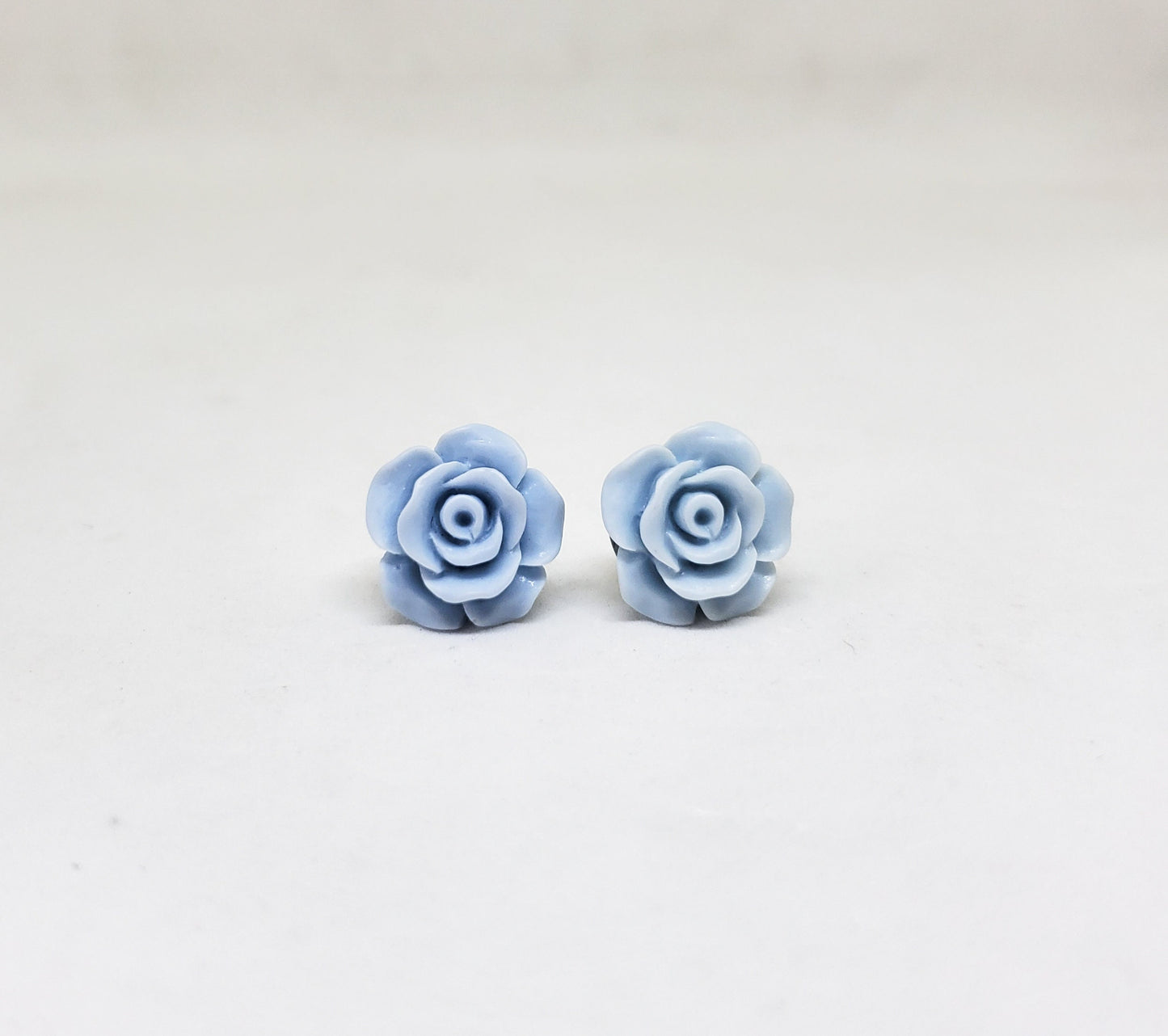 dainty rose earrings- blue shades