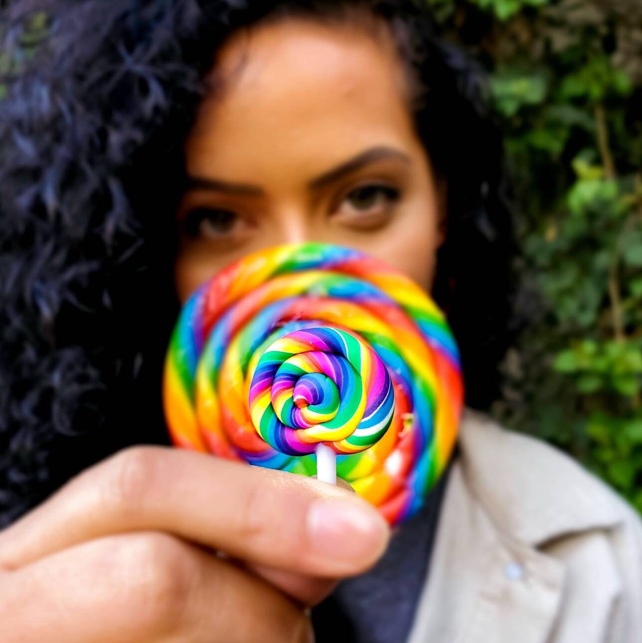 Swirl rainbow lollipop pin
