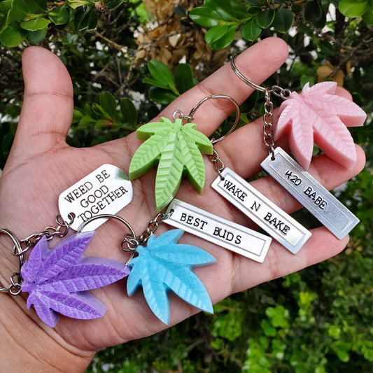 Weed glitter keychains