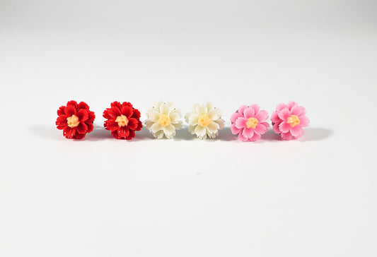 wild peony flower stud earrings