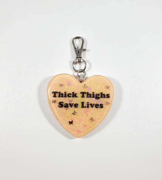 Thick thighs save lives heart keychain