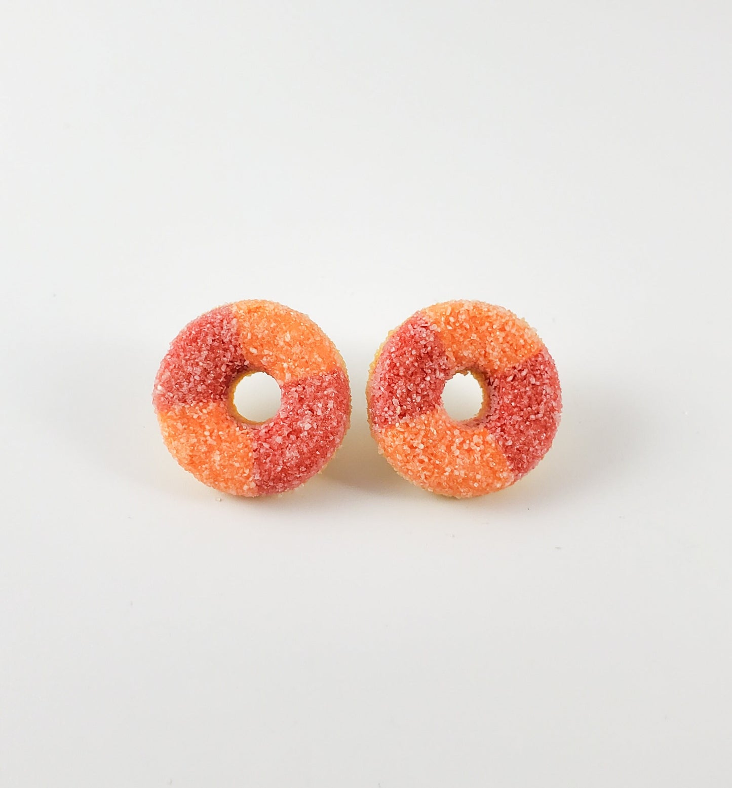 Peach ring gummy candy earrings