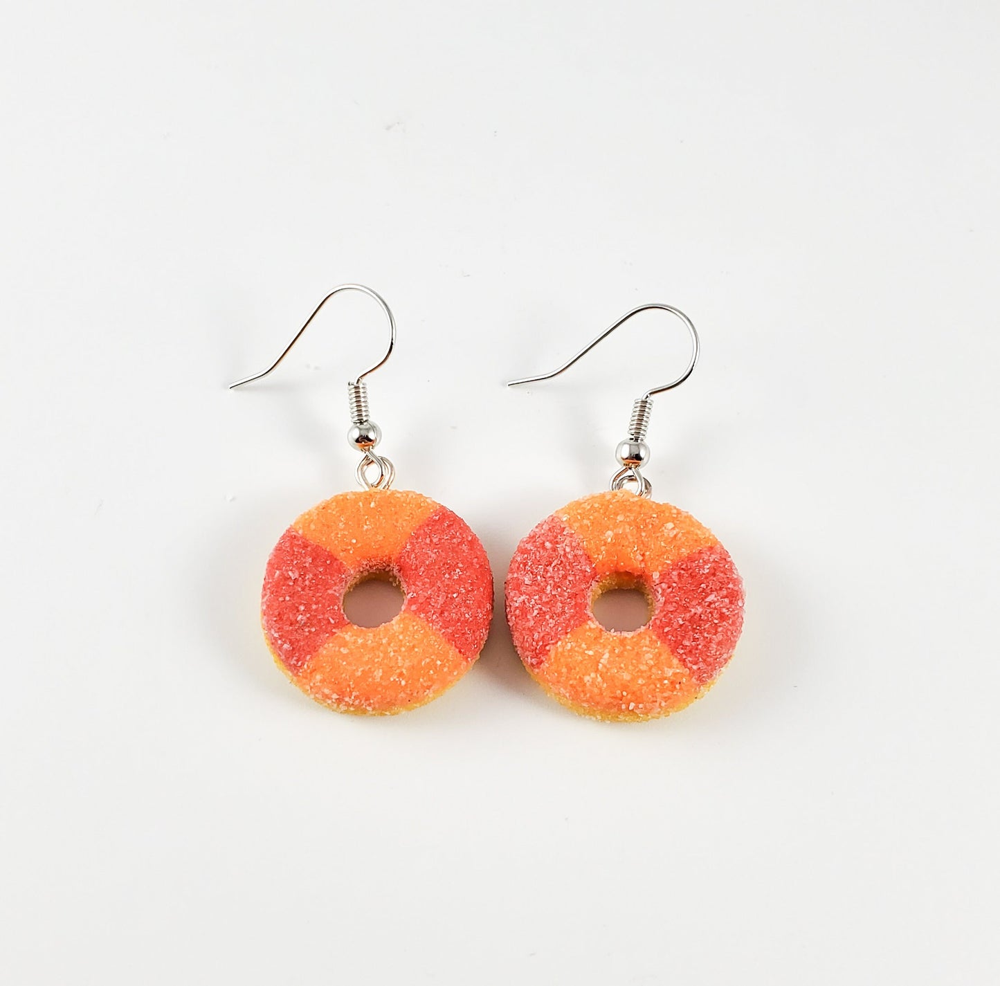 Peach ring gummy candy earrings