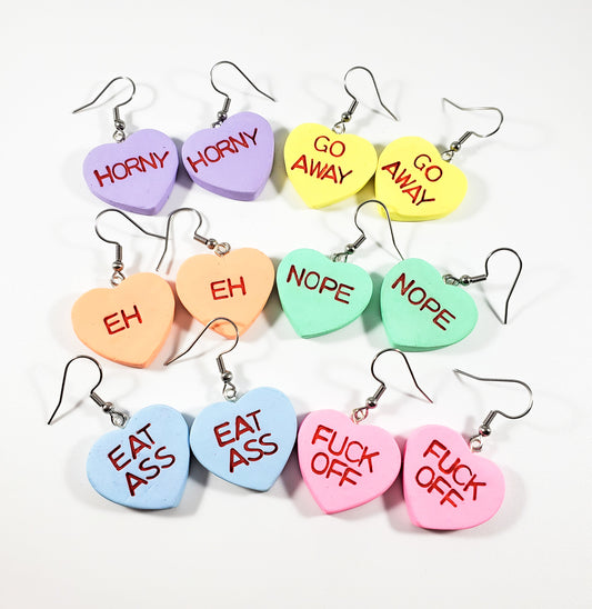 Sassy conversation heart earrings