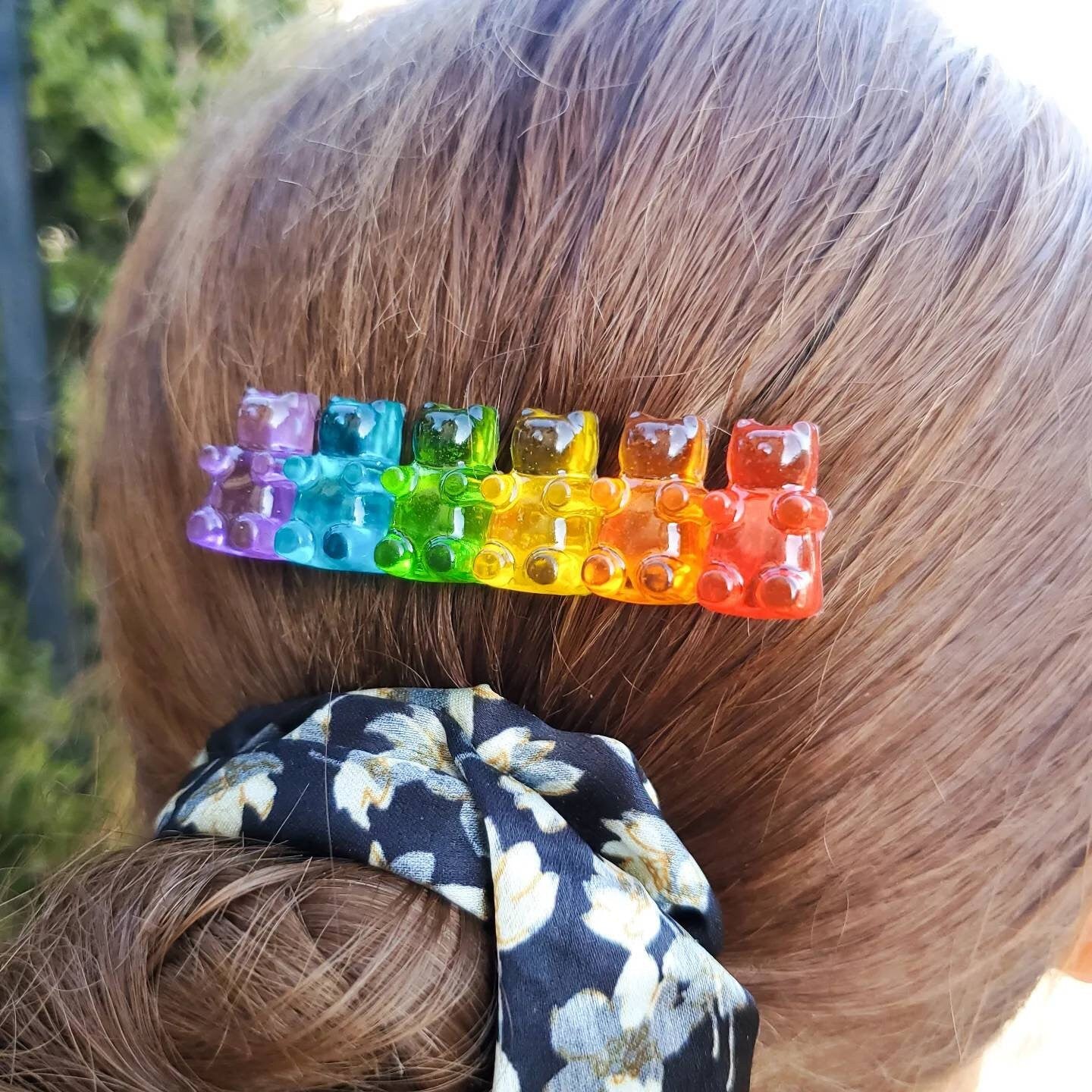 Rainbow Gummy Bear hair clip