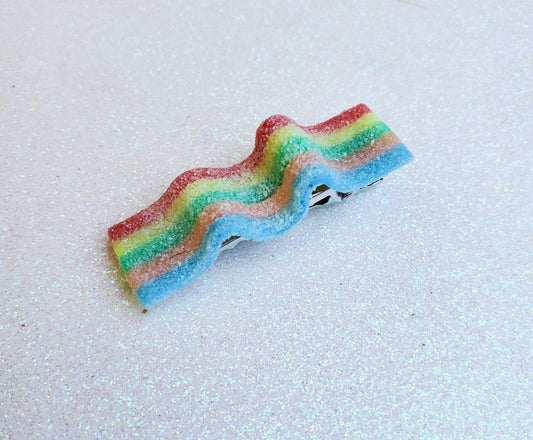 Rainbow Sour belt candy hair clip