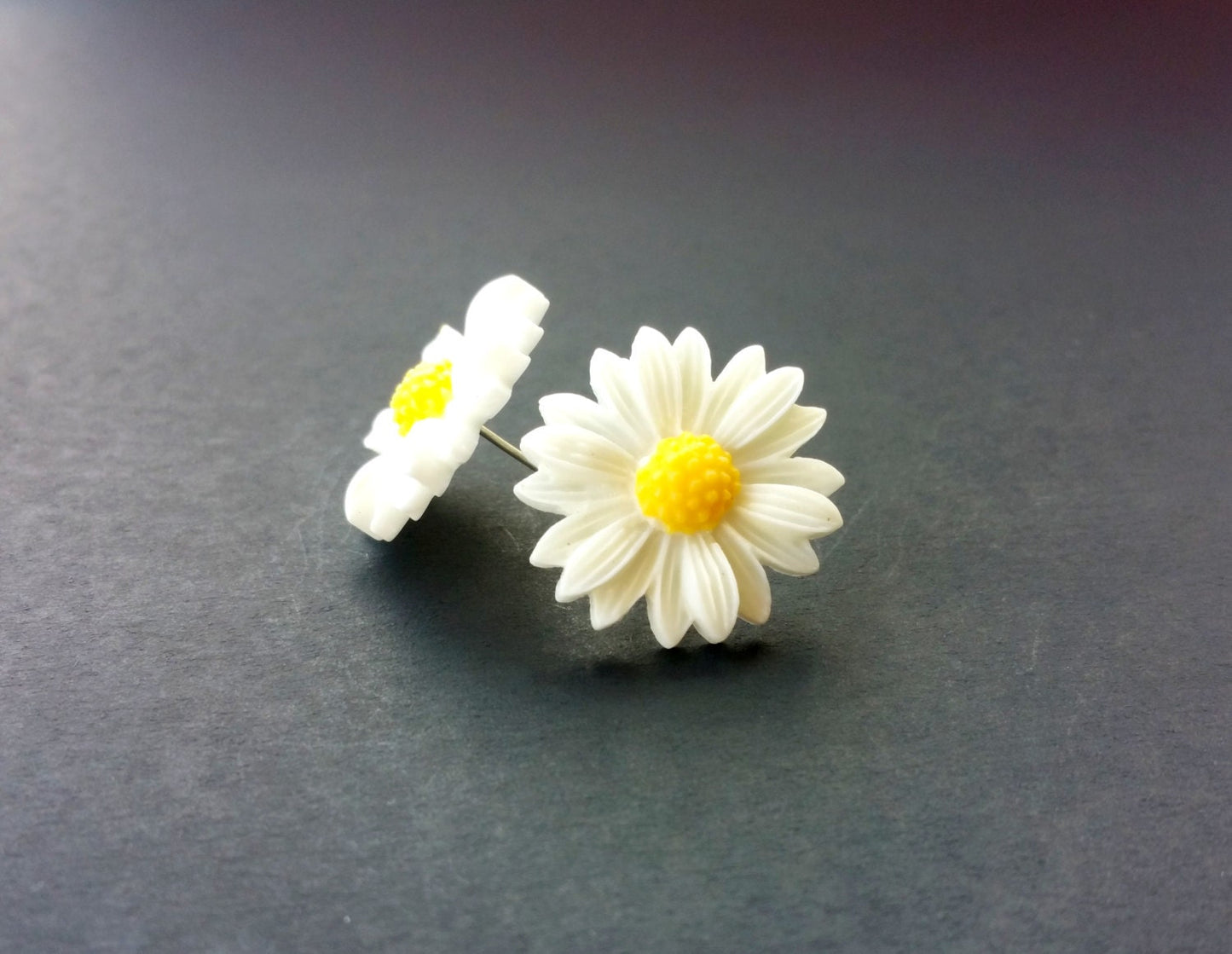 White Sunflower earrings