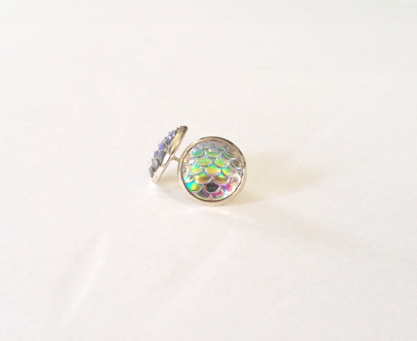 Mermaid tail earrings-iridescent clear
