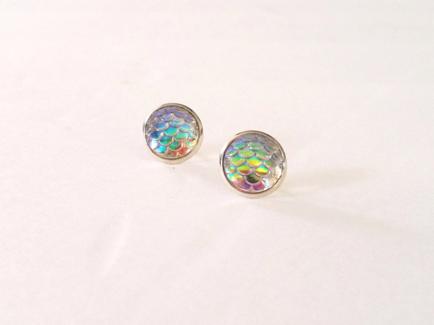 Mermaid tail earrings-iridescent clear